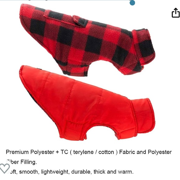 SCENEREAL Dog Winter Clothes Reversible Jacket Coat Plaid Vest -Large - Picture 8 of 14